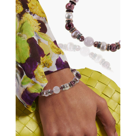 Flex – Perlenarmband mit Rosenquarz und Murano-Glasperlen, 8,5–9 mm