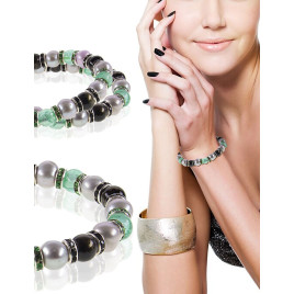 Flex – Perlenarmband mit Jade und Murano-Glasperlen, 8,5–9 mm