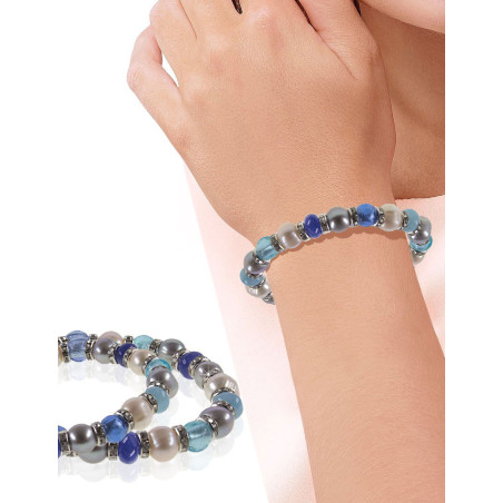 Flex – Perlenarmband mit Chalcedon und Muranoperlen, 8,5–9 mm
