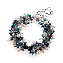 Onyx Noir Luxus-Klasse Armband-Süßwasserperlen,Onyx,Glaskristallen – Armbänder – Ansicht 3