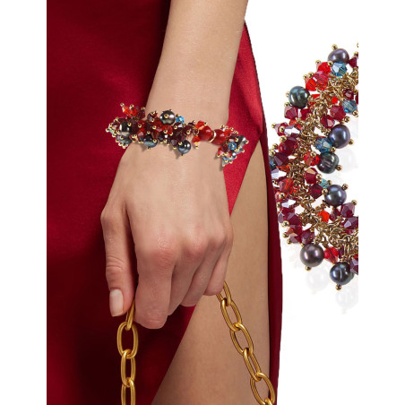 Corail royal – Süßwasserperlen-Armband mit roter Koralle, 14K/24K vergoldet