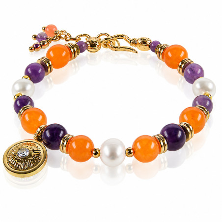 Anthea 18K Armband mit Perlen, Chalcedony, Amethyst – Perlen Armbänder – Ansicht 1