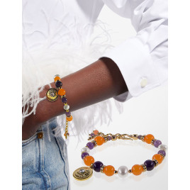 Anthea – Süßwasserperlen-Armband mit Chalcedony und Amethyst