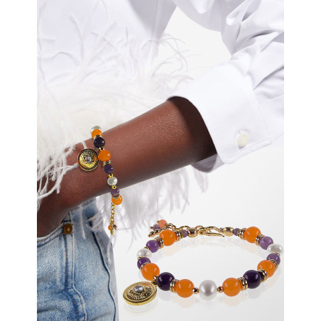 Anthea – Süßwasserperlen-Armband mit Chalcedony und Amethyst