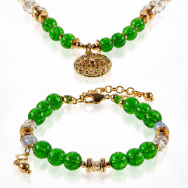 Birmanie Peridot-Bergkristall-Armband, 24K Vergoldung – Armbänder – Ansicht 1