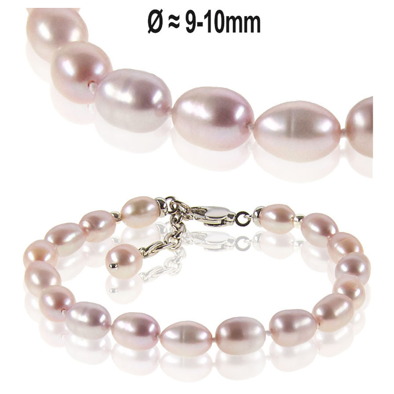 Voleur – Süßwasserperlen-Armband in Flieder, 9–10 mm