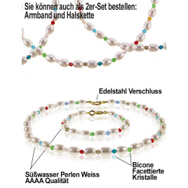Jeu 2-tlg. Set, Perlenkette und Perlenarmband,Weiß – Schmucksets – Ansicht 6