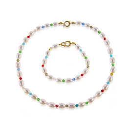 Jeu 2-tlg. Set, Perlenkette und Perlenarmband,Weiß – Schmucksets – Ansicht 5
