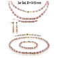 Trio – 3-teiliges Süßwasserperlen-Set Flieder mit Kette, Armband und Ohrhängern, 9–10 mm