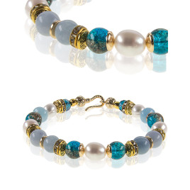 Océan 2-tlg.Set, Kette & Armband mit Aquamarin, Perlen – Schmucksets – Ansicht 6