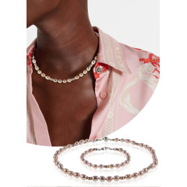 La Corse – 2-teiliges Süßwasserperlen-Set Flieder mit Kette und Armband, 7–8 mm