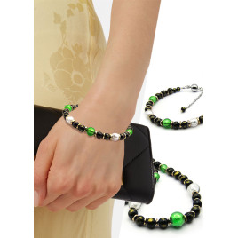 Jade noir 2 tlg. Set, Kette & Armband, Jade, Muranoglas – Schmucksets – Ansicht 3