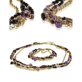 Améthyste 2-tlg.Set,14K Collier und Armband, Granat, Amethyst, Onyx – Schmucksets – Ansicht 5