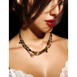 Améthyste – 2-teiliges Schmuckset mit Collier und Armband, Granat, Amethyst und Onyx