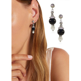 Perse – Onyx-Ohrhänger mit Zirkonia und Kristallglas