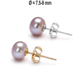 Classique Süßwasserperlen Ohrstecker 7.5-8mm, Flieder/Purple Farbe