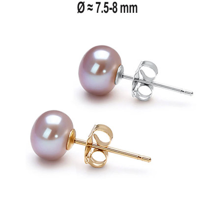 Classique Süßwasserperlen Ohrstecker 7.5-8mm, Flieder/Purple Farbe