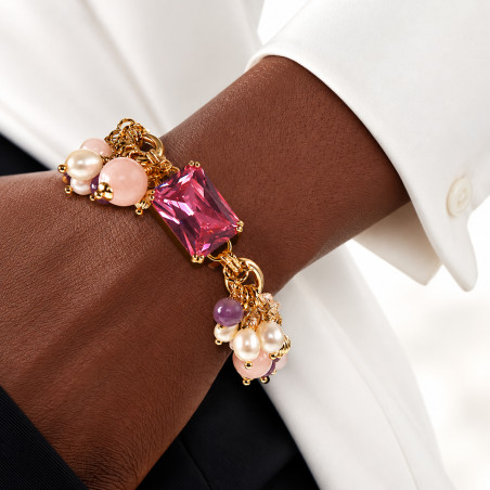 Tessin Gliederarmband mit 24K Gold, echten Perlen, Rosenquarz & Amethyst – Inspirationen – Ansicht 1